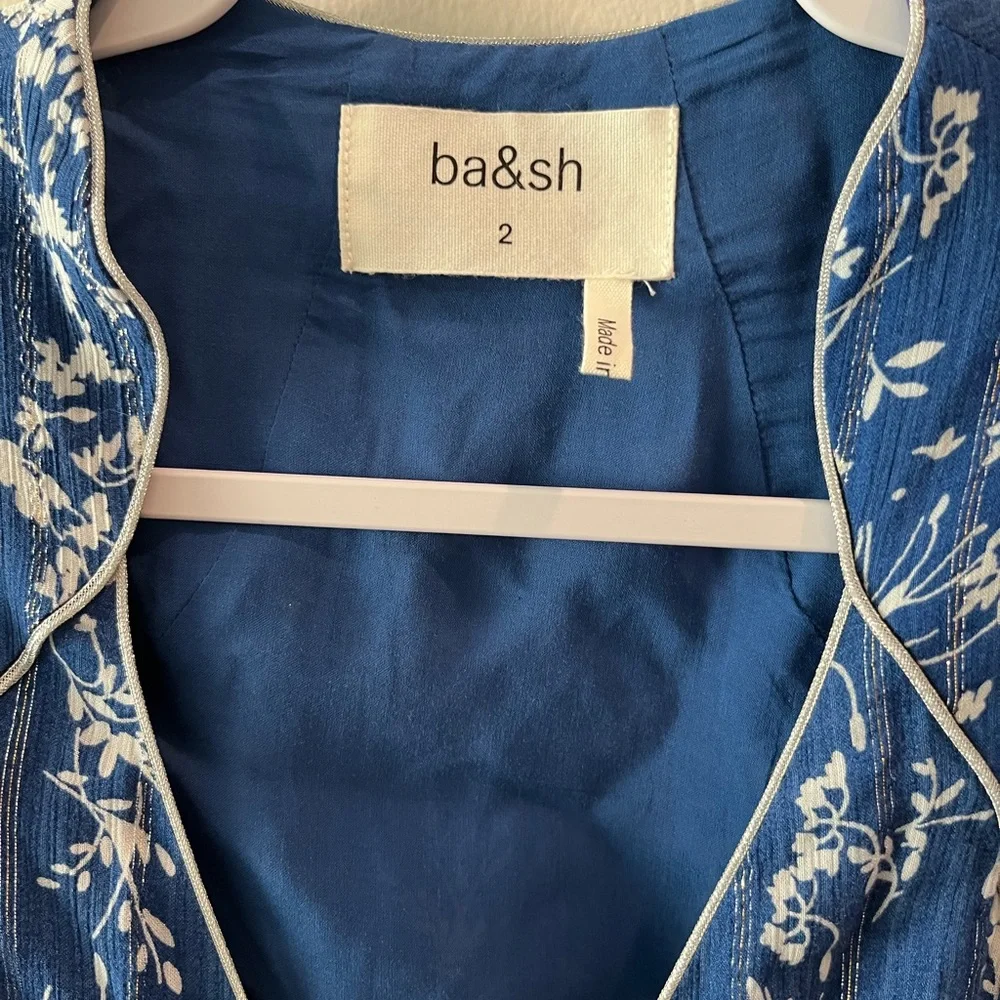 NWOT Ba&sh Folia Wrap Midi Dress - Floral Blue and White - Size 8 sku#27 - Picture 6 of 9
